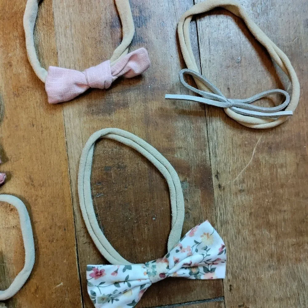 Newborn headbands bundle hair bows green red boho holiday Christmas soft band